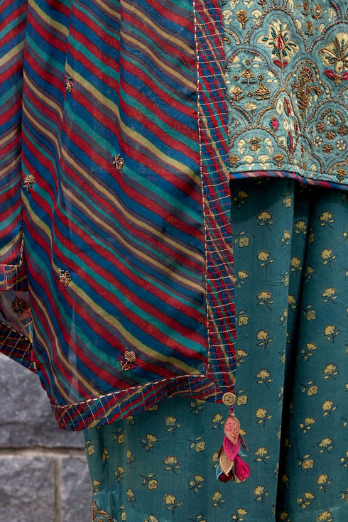Dhun multicolor printed silk stole