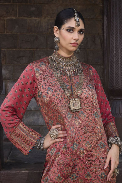 Dhun vintage pink heavy short kurta