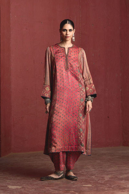 Dhun vintage pink light phiran kurta