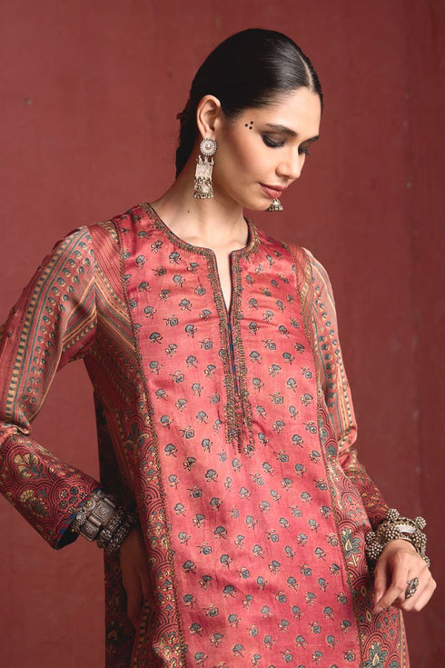 Dhun vintage pink light phiran kurta