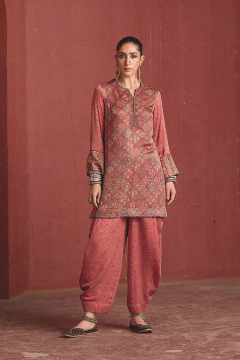 Dhun vintage pink light short kurta