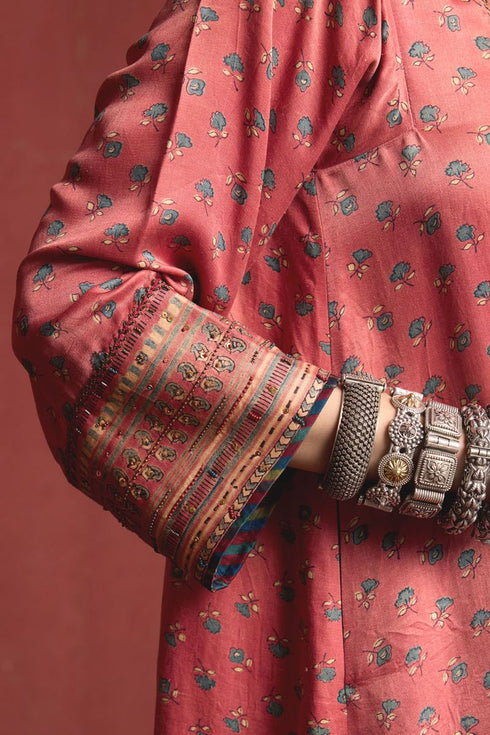 Dhun vintage pink round yoke kurta