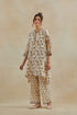 Dia beige and purple cotton chanderi short kurta with pants