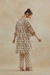 Dia beige and purple cotton chanderi short kurta with pants