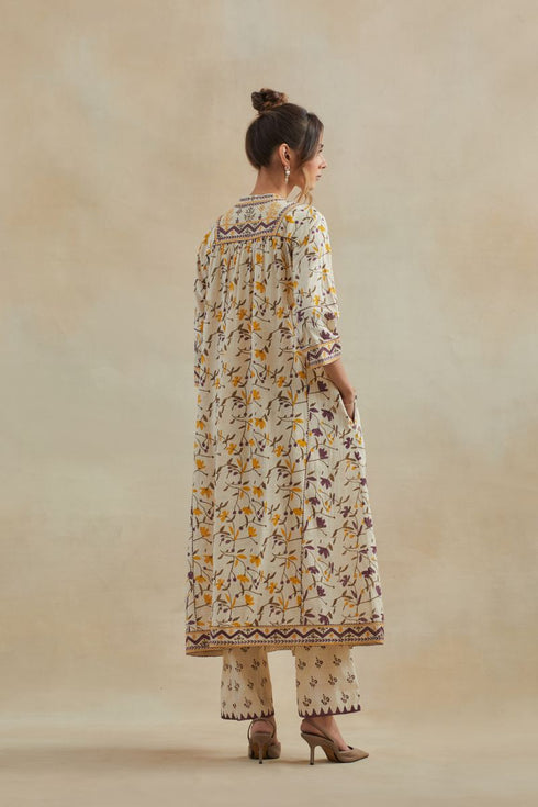 Dia beige and purple kurta dress set