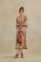 Dia beige and red kurta dress set