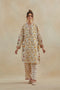 Dia beige and red short kurta with pants