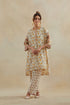 Dia beige and rust cotton chanderi short kurta with pants