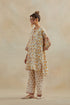 Dia beige and rust cotton chanderi short kurta with pants