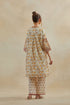 Dia beige and rust cotton chanderi short kurta with pants