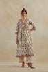 Dia beige and rust cotton kurta dress set