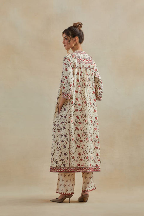 Dia beige and rust kurta dress set