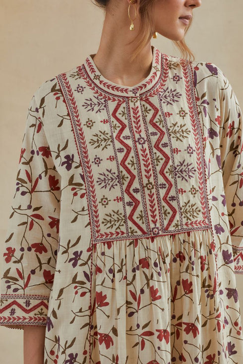 Dia beige and rust kurta dress set