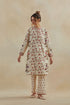 Dia beige and rust short kurta with pants