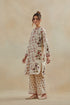 Dia beige and rust short kurta with pants