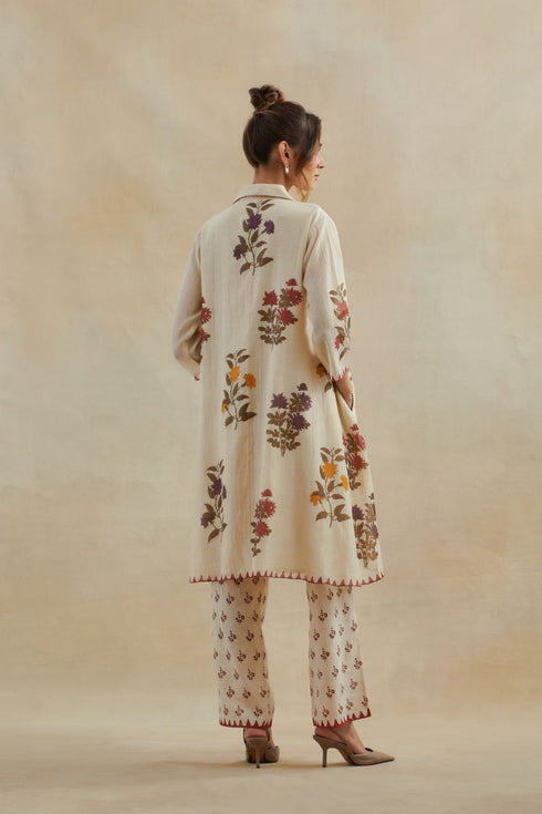 Dia beige printed A-line short kurta set