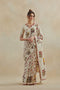 Dia beige printed cotton sari with blouse