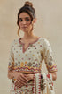 Dia beige printed cotton sari with blouse