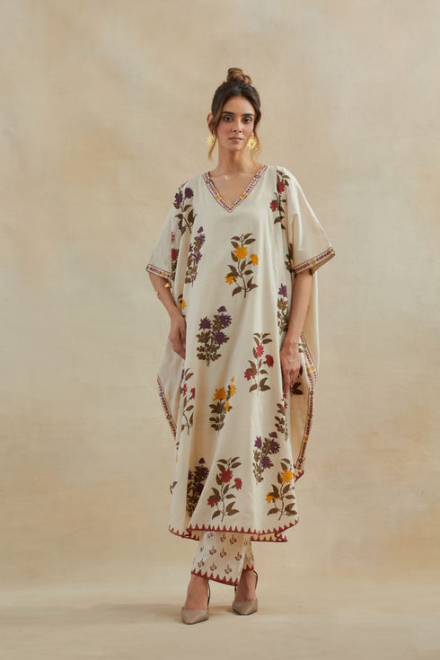 Dia beige printed kaftan with pants