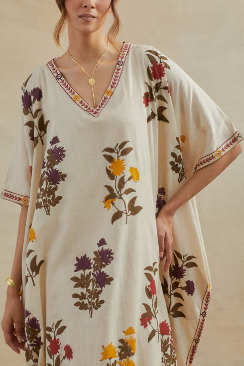 Dia beige printed kaftan with pants