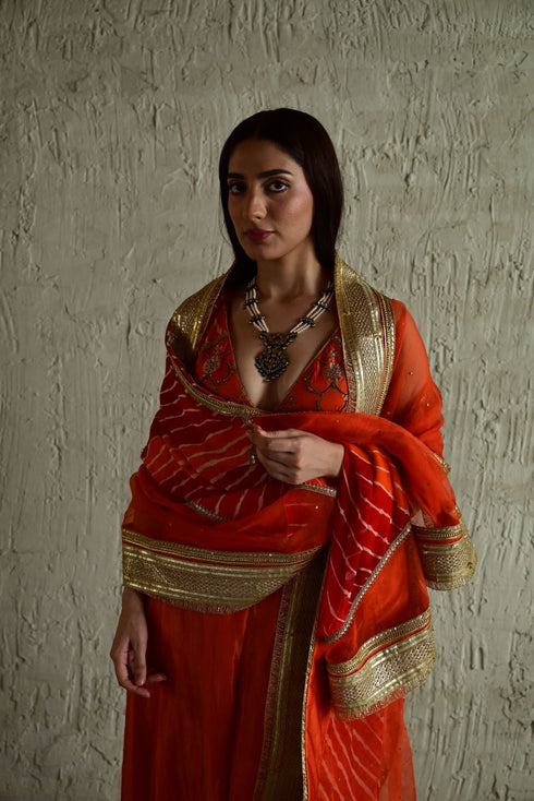 Diagonal orange dupatta