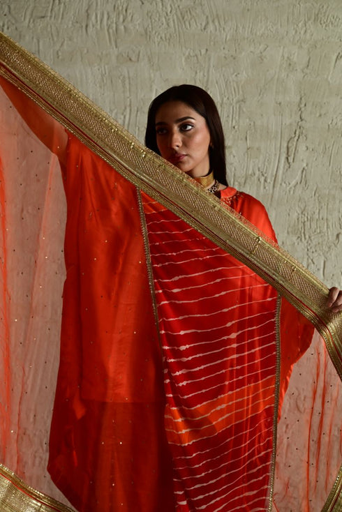 Diagonal orange dupatta