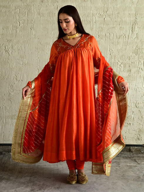 Diana orange kurta with churidar
