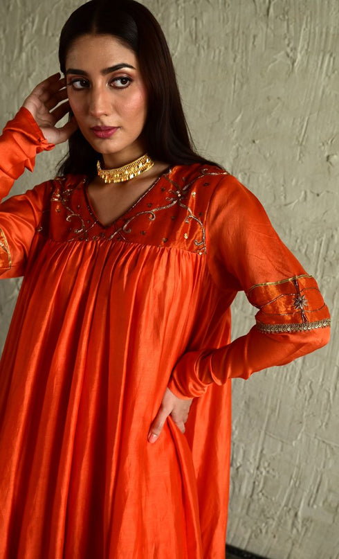 Diana orange kurta with churidar