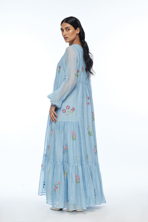 Diplodonta blue embroidered dress