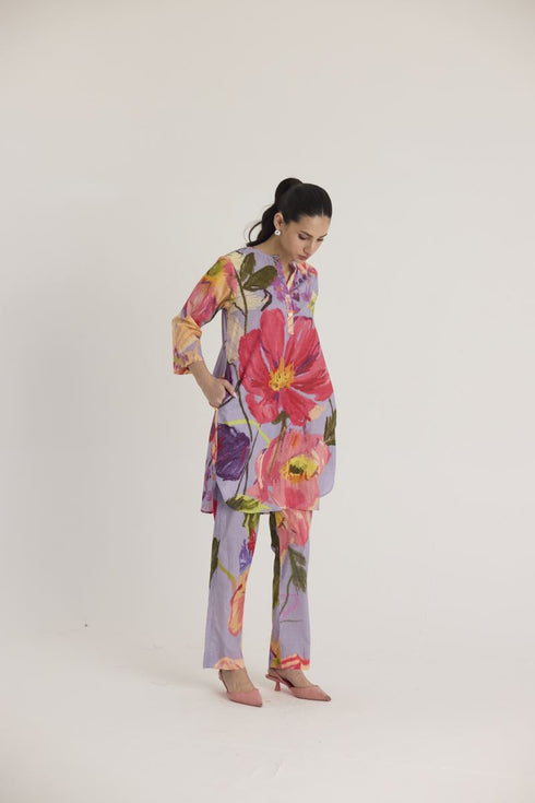 Dolly purple short cotton kurta set