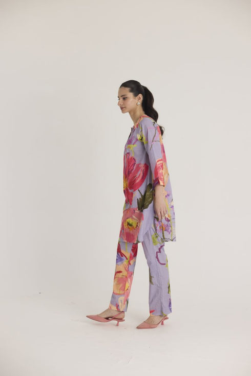 Dolly purple short cotton kurta set