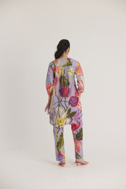 Dolly purple short cotton kurta set