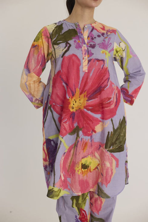 Dolly purple short cotton kurta set