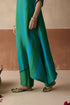 Dual tone emerald green and blue tie dye kaftan set