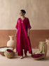 Dual tone maroon and magenta tie dye kaftan set