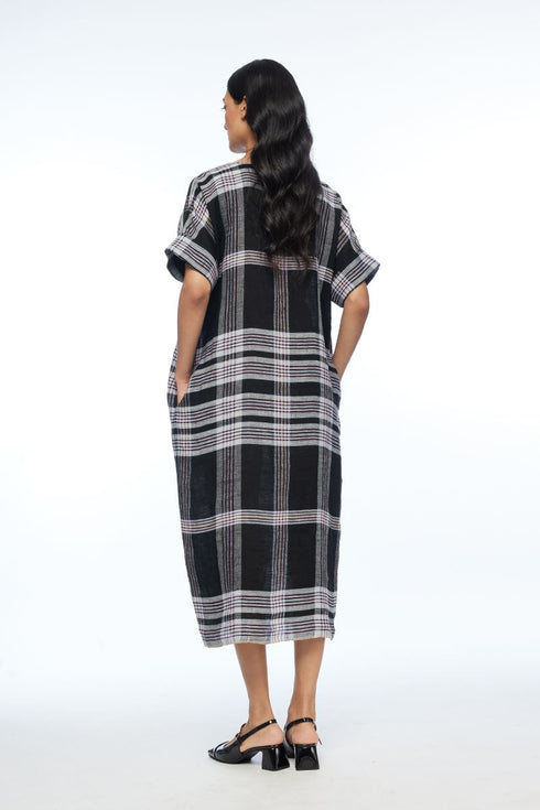 Dumalis black boat neck dress