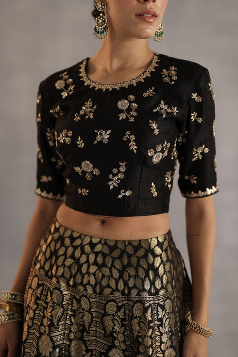 Durbaar malhar black lehenga set