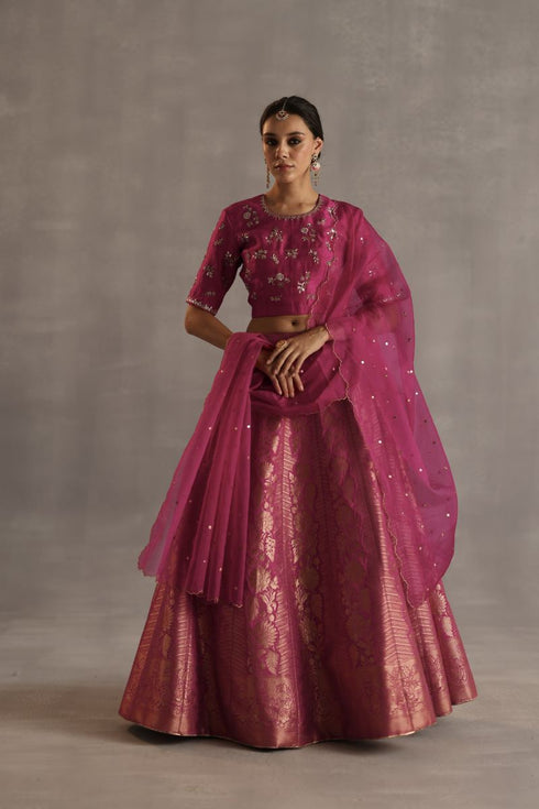 Durbaar malhar magenta lehenga set