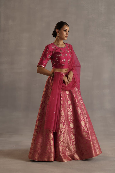 Durbaar malhar magenta lehenga set