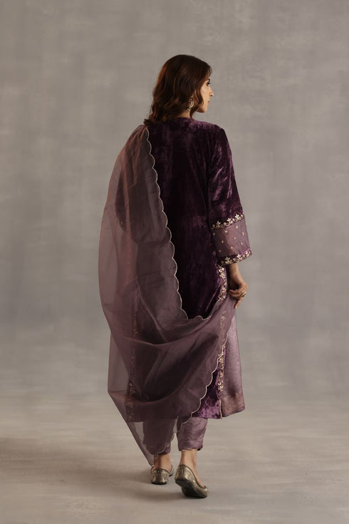 Durbaar megh purple kurta set