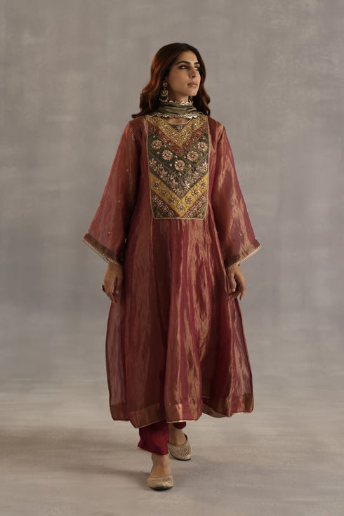 Durbaar navratna garnet kurta set