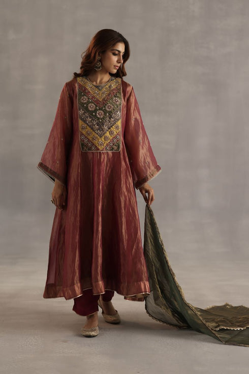 Durbaar navratna garnet kurta set