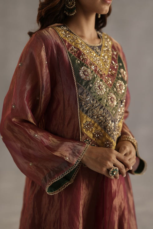 Durbaar navratna garnet kurta set