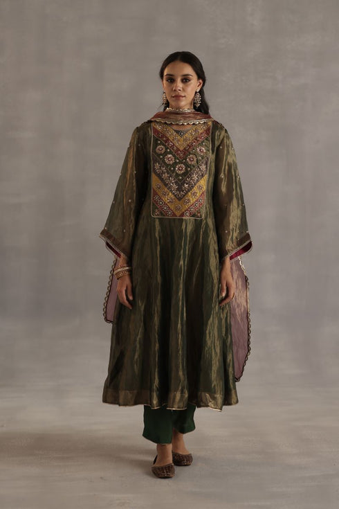 Durbaar navratna olive kurta set
