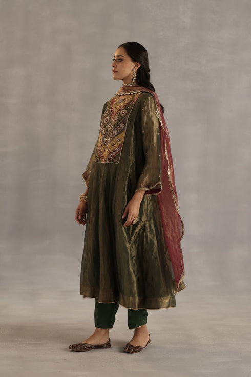 Durbaar navratna olive kurta set