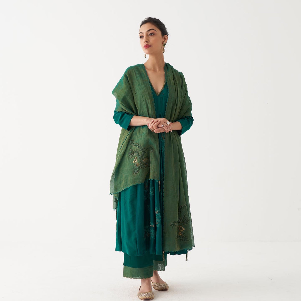 Brown Zoya Silk Kurta Set For Women