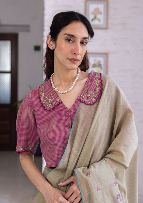 Earthen bloom jamdani sari