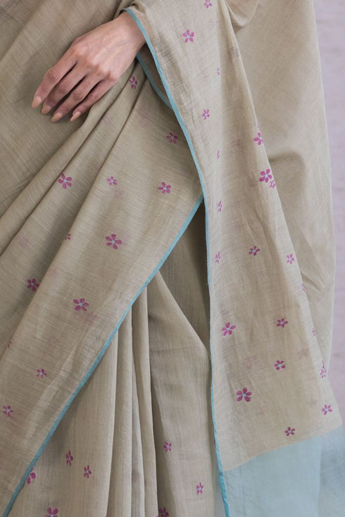 Earthen bloom jamdani sari