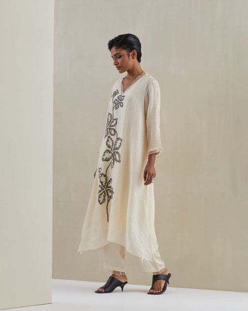 Ecru crushed kurta set-2