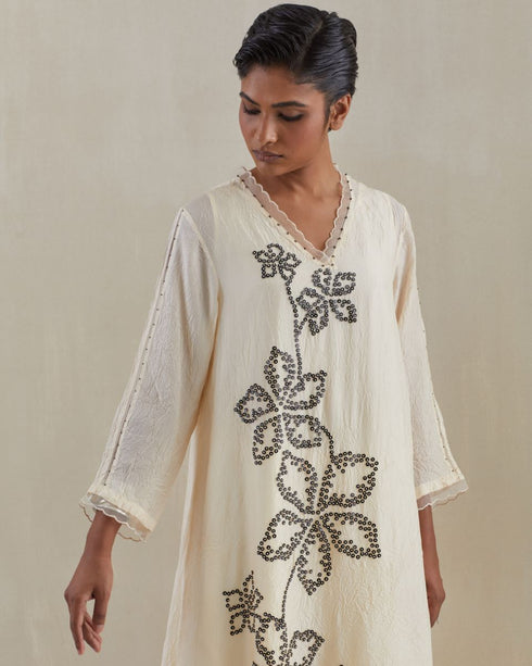 Ecru crushed kurta set-2